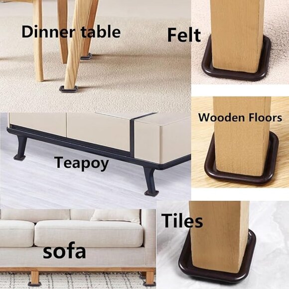 72PACK FURNITURE SLIDERS FOR HARDWOOD FLOORS, FURNITURE FLOOR PROTECTORS, SQUARE - Picture 3 of 15